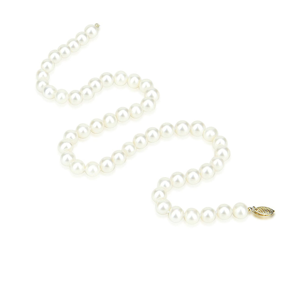 14K Gold 8–9mm White Freshwater Pearl Necklace, 18"