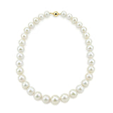 14K Yellow Gold 11-14mm High Quality White Freshwater Cultured Pearl Necklace 18 Inches