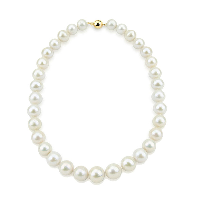 14K Yellow Gold 11–14mm White Freshwater Cultured Pearl Necklace, 20"