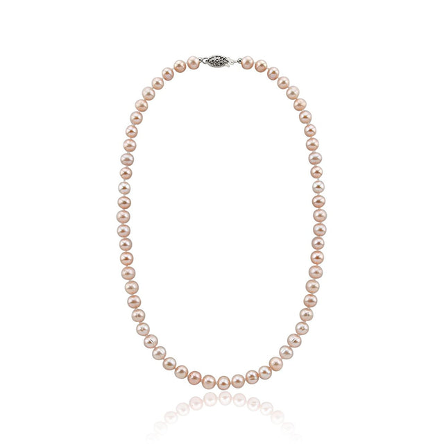 8–9mm Lavender Freshwater Cultured Pearl Necklace, 18", with Base Metal Clasp