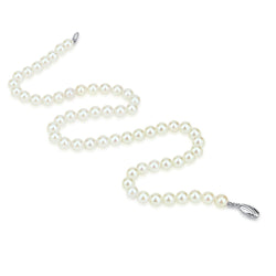 6.0-6.5mm White Akoya Cultured Pearl High Luster Necklace 18" Length, A Quality.