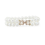 2 Row 7.0-8.0mm High Luster White Freshwater Cultured Pearl Bracelet 8.0"