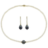 14k Yellow Gold 11-12mm,4-5mm Tahitian Cultured pearl,Freshwater Cultured Pearl Necklace 20" earring sets