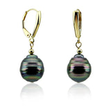 10-11mm High Luster Baroque Tahiti Cultured Pearl Lever-back Earrings