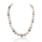 14K Yellow Gold 11.0-13.0mm Extra Luster Multi Color Baroque Freshwater Cultured Pearl necklace 18"