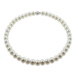 14k White Gold 9.5-10.5 mm Freshwater Cultured Pearl High Luster Necklace 18", AAA Quality.
