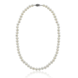 8-9mm White Freshwater Cultured Pearl Necklace 20" Length Princess Length