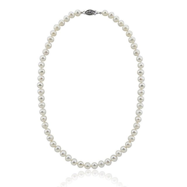 8–9mm White Freshwater Pearl Necklace, 20"