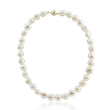 14K Yellow Gold 11.0-13.0mm Extra Luster White Baroque Freshwater Cultured Pearl necklace 18"