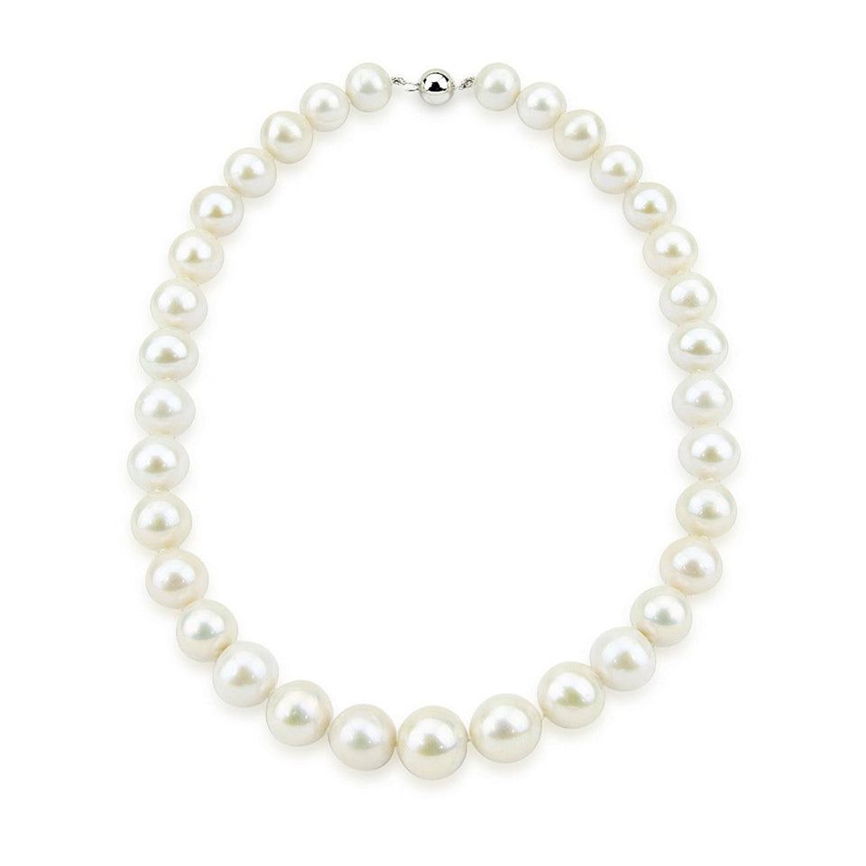 14K White Gold 11–14mm White Freshwater Cultured Pearl Necklace, 18"