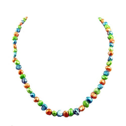 Green-Blue-Brown 6-7mm Freshwater Cultured Pearl Necklace 20", base-metal-clasp
