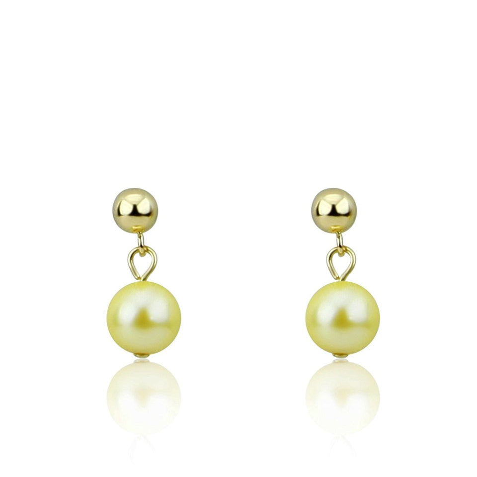 14K Yellow Gold 6.5–7mm Golden Akoya Cultured Pearl Drop Earrings