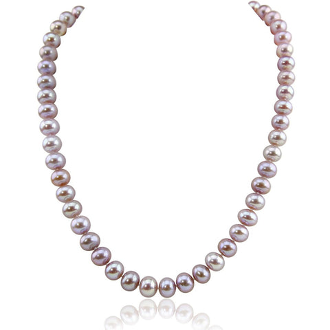 14K White Gold 8.5-9.5 mm Ultra Luster Lavender Freshwater Cultured Pearl necklace 18"