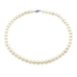 14k White Gold 7.0-7.5 mm White Saltwater Akoya Cultured High Luster Necklace 18", AAA Quality.