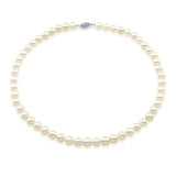 14K White Gold 7.5-8.0mm High Luster White Freshwater Cultured Pearl Necklace, 18 Inch