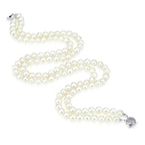 2 Rows 6.5-7.5mm White Freshwater Cultured Pearl Necklace 17"-18" Length.