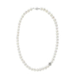 7.0-8.0mm High Luster White Freshwater Cultured Pearl necklace 17" with Four leaf flower