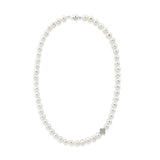 7.0-8.0mm High Luster White Freshwater Cultured Pearl necklace 18" with Four leaf flower