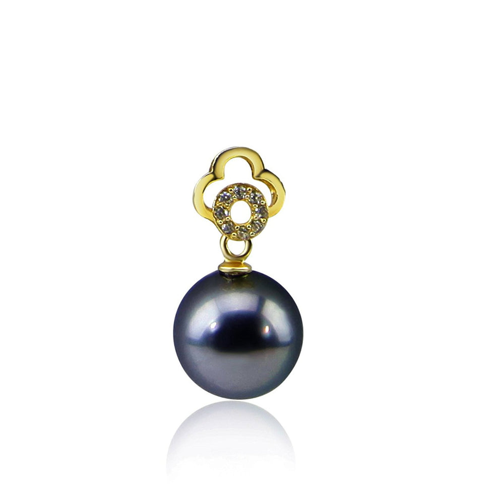11–12mm Dark Grey Tahitian Cultured Pearl Gold-Flashed Silver Pendant