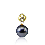 9.0-10.0 mm Elegant Dark Grey Tahitian Cultured Pearl Yellow-gold-flashed-silver Pendant, Pendant Only