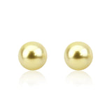 14K White Gold 9-10mm Natural Golden South Sea Cultured Pearl Stud Earrings - AAAA Quality