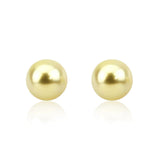 14K Yellow Gold 9-10 mm Golden South Sea Cultured Pearl Stud Earrings - AAA Quality