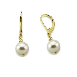 14K Yellow Gold 8.5-9.0mm Akoya Cultured Pearl Lever back Earrings-02