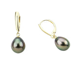 14K yellow gold 9.0-10.0mm High Luster Baroque Tahiti Cultured Pearl Lever-back Earrings