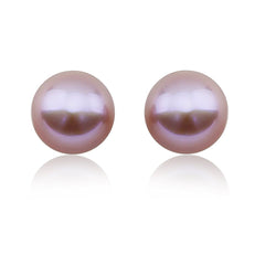 14k Yellow Gold 12.0-13.0mm Purple High Metallic Luster Freshwater Cultured Pearl Stud Earring