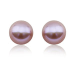 14k White Gold 12.0-13.0mm Purple High Metallic Luster Freshwater Cultured Pearl Stud Earring