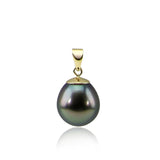 14K Yellow Gold 10.0-11.0 mm Tahitian Cultured Pearl Pendant, Pendant Only