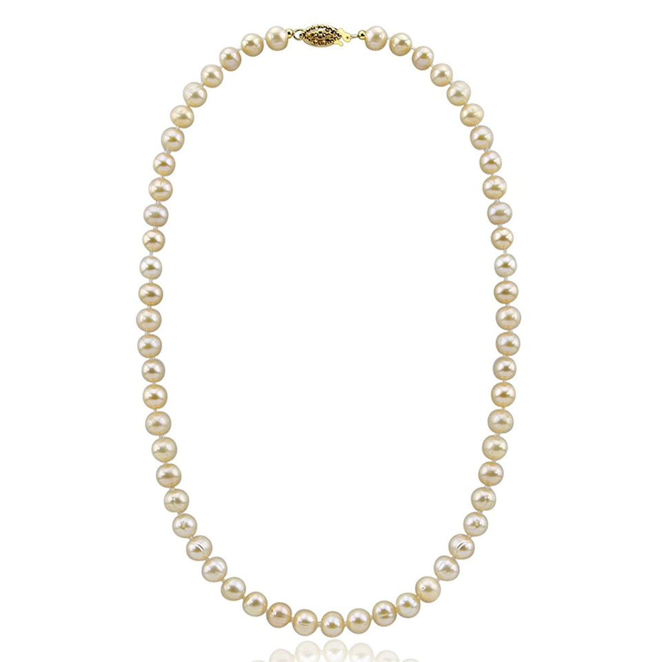 6.5–7mm Pink Freshwater Cultured Pearl Necklace, 20", with Base Metal Clasp