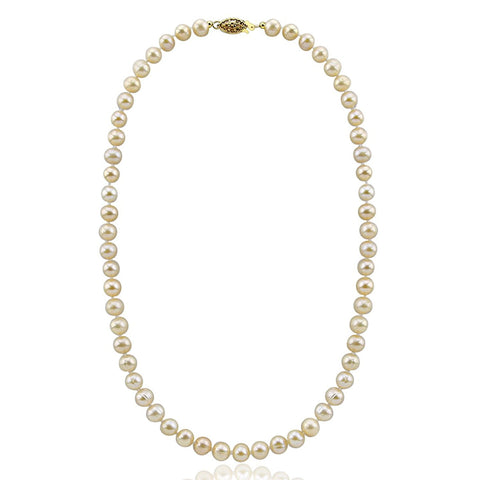 Pink Freshwater Cultured Pearl Necklace A Quality (6.5-7.0mm), 20 inch With base metal Clasp
