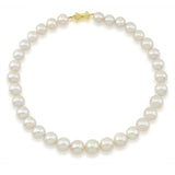 14K Yellow Gold 11-15mm White Freshwater Cultured Pearl Necklace 17 Inches Queen Style