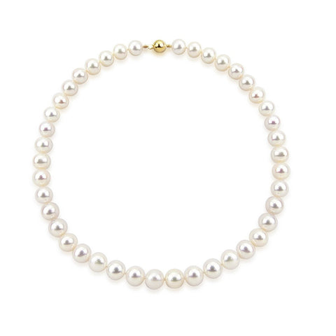 14k Yellow Gold 10.5-11.5 mm Freshwater Cultured Pearl High Luster Necklace 20", AAA Quality.
