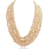 16-22 inch-7-8mm, 5 Row Baroque Freshwater Cultured Pearl Necklace Mother of Pearl metal clasp (Pink)