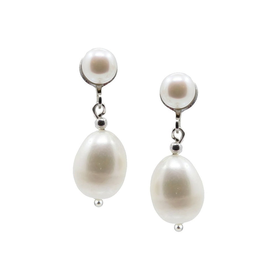 5–10mm White Freshwater Pearl Clip-On Earrings