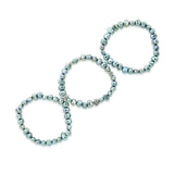 Genuine Freshwater Cultured Pearl 7-8mm Stretch Bracelets with base-metal-beads (Set of 3) 7.5" (Aegean Blue)