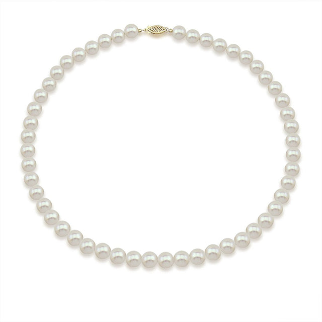 14K Yellow Gold 7–8mm White Freshwater Cultured Pearl Necklace, 18"
