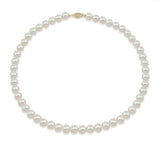 14K Yellow Gold 8.0-9.0mm White Freshwater Cultured Pearl Necklace 18" and Earrings Set, AAA Quality