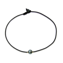 10.0-13.0 mm 14K Gold High Luster Baroque Tahitian Cultured Pearl necklace with Leather,20"