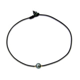 10.0-13.0 mm 14K Gold High Luster Baroque Tahitian Cultured Pearl necklace with Leather,18"