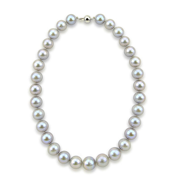 14K White Gold 11–14mm Grey Freshwater Cultured Pearl Necklace, 20"