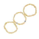 Genuine Freshwater Cultured Pearl 7.0-8.0 mm Champagne Stretch Bracelets with base beads (Set of 3) 7.5"