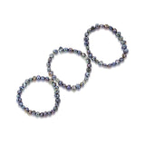 Genuine Freshwater Cultured Pearl 7-8mm Black Stretch Bracelets with base-metal-beads (Set of 3) 7.5"