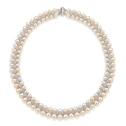 Aristocratic High Luster White Freshwater Cultured Pearl Necklace 6.5-8.0mm, 18"