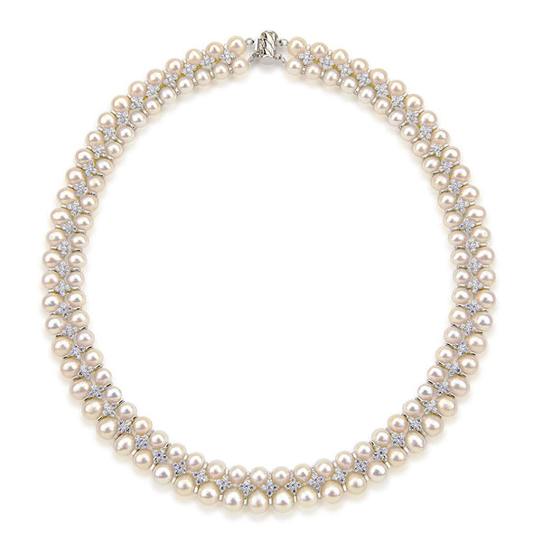 Aristocratic High Luster White Freshwater Cultured Pearl Necklace 6.5-8.0mm, 18"