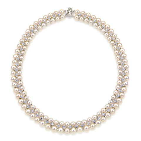 Aristocratic High Luster White Freshwater Cultured Pearl Necklace 6.5-8.0mm, 18"