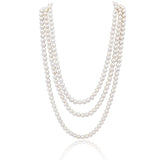 Handpicked 8.5-9.5 mm Lustrous White Circlé Baroque Freshwater Cultured Pearl Endless Necklace, 82"