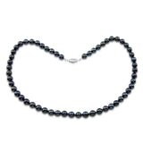 Sterling silver 7.0-7.5mm Black Akoya Cultured Pearl High Luster Necklace 18 Inches with Earring Sets